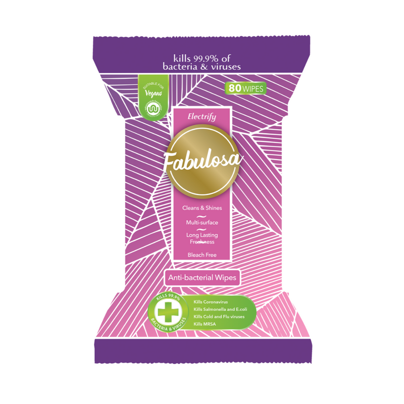 Fabulosa Anti-bacterial Wipes - Electrify (80 Pack)